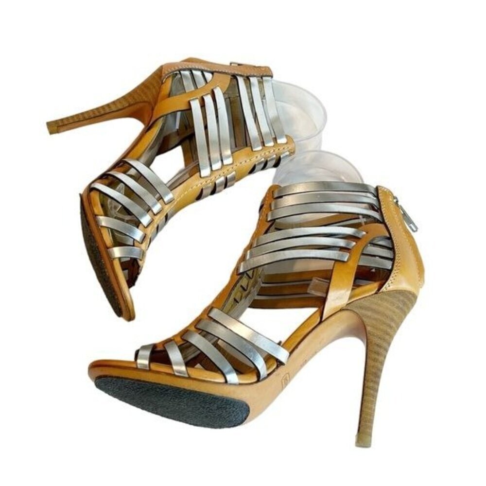Coach Women's Leather Brown Silver Lucy Gladiator Heels Strappy Size 5.5 NWOB - Picture 4 of 7